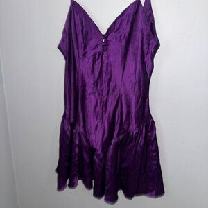 Vintage Victoria's Secret Gold Label Slip Dress Nightgown Lace 100% Silk Purple